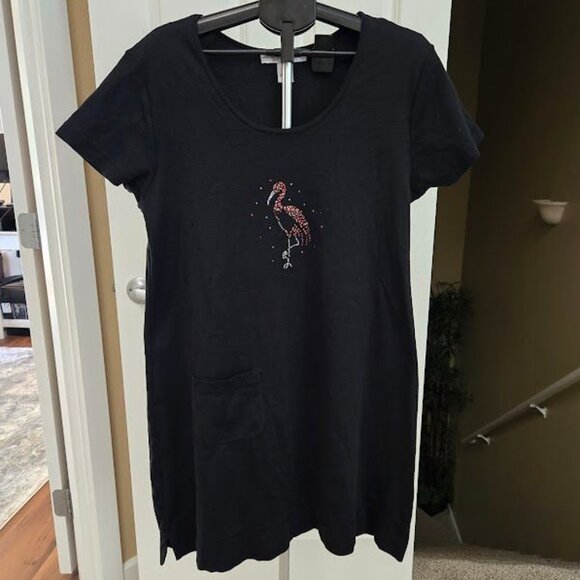 NWOT Cruisewear & Company sz XL black cruise dress w/pocket / swim cover up - Picture 1 of 4